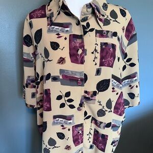 Elegant Long Sleeve Blouse with Artistic Print